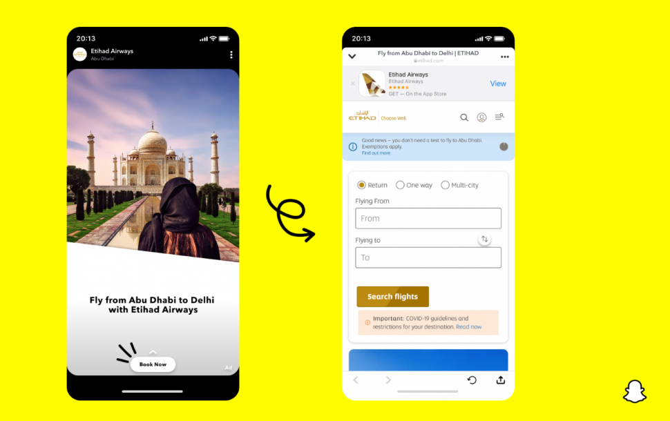 اعلانات الاتحاد للطيران عبر منصة Snapchat